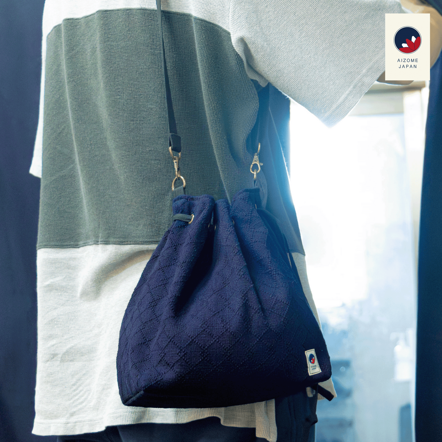 Aizome Japan - Aizome-dyed 3-Way Drawstring Bag - Made in Japan