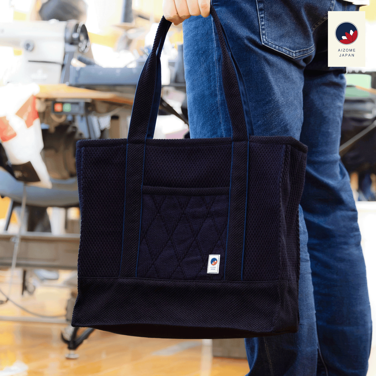 Aizome Japan - Aizome-dyed square Totebag - made in Japan