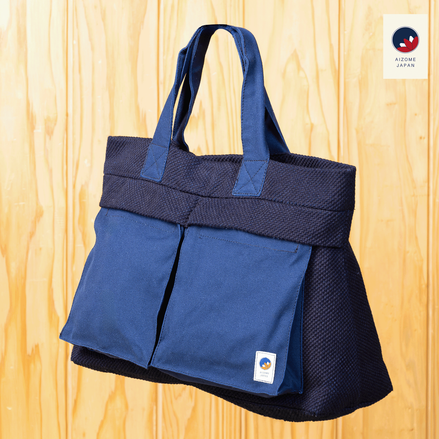 AIZOME JAPAN Aizome-Dyed Multi-Function Handbag with Accordion Pocket Design - made in Japan