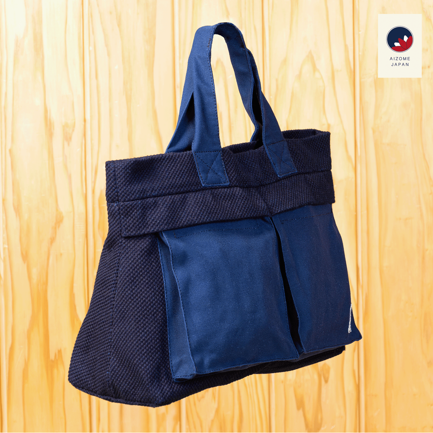 AIZOME JAPAN Aizome-Dyed Multi-Function Handbag with Accordion Pocket Design - made in Japan