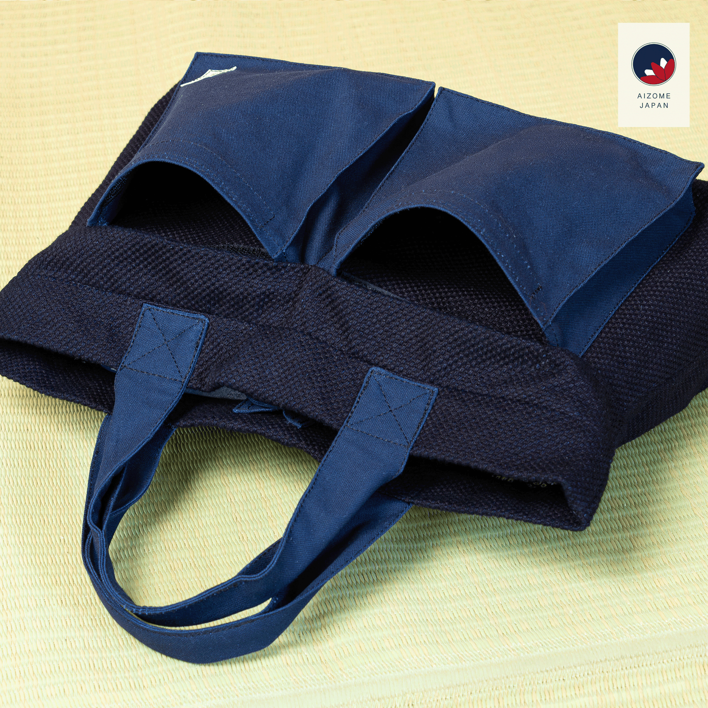 AIZOME JAPAN Aizome-Dyed Multi-Function Handbag with Accordion Pocket Design - made in Japan