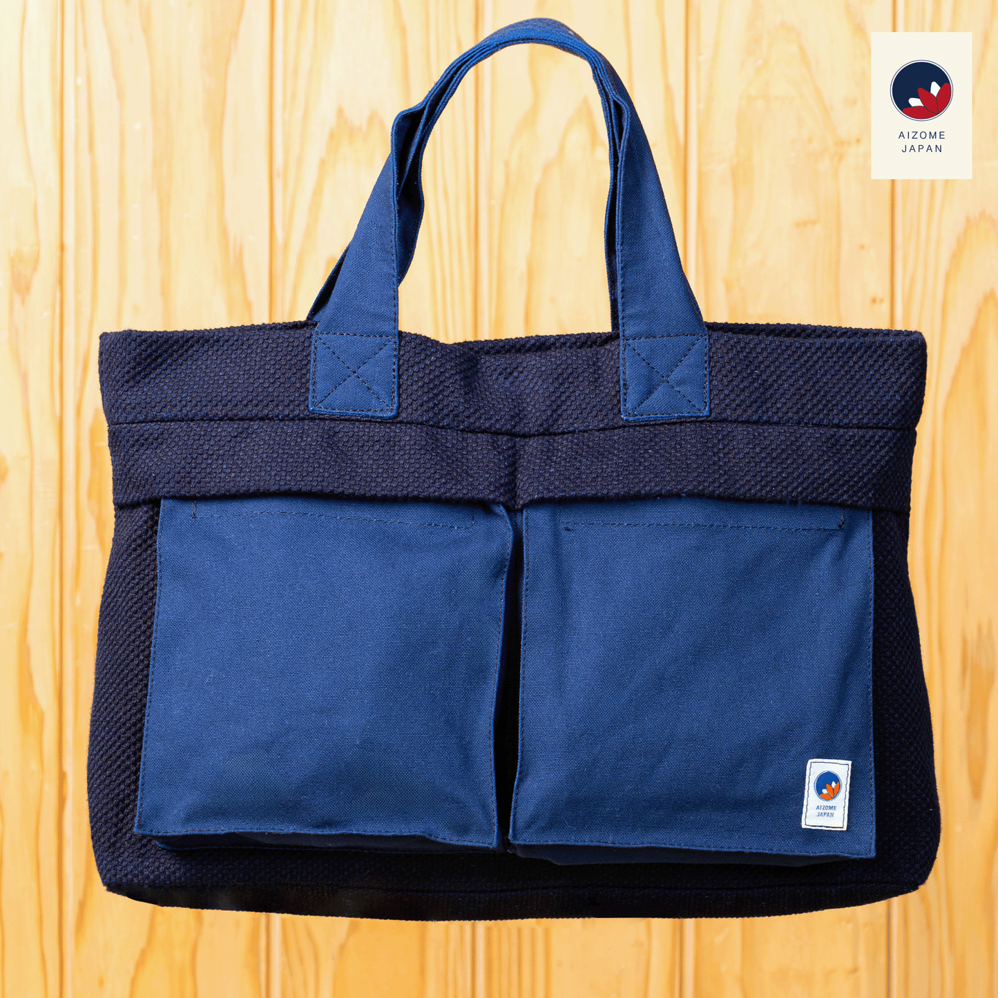 AIZOME JAPAN Aizome-Dyed Multi-Function Handbag with Accordion Pocket Design - made in Japan