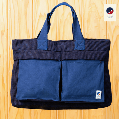 AIZOME JAPAN Aizome-Dyed Multi-Function Handbag with Accordion Pocket Design - made in Japan