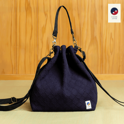 Aizome Japan - Aizome-dyed 3-Way Drawstring Bag - Made in Japan