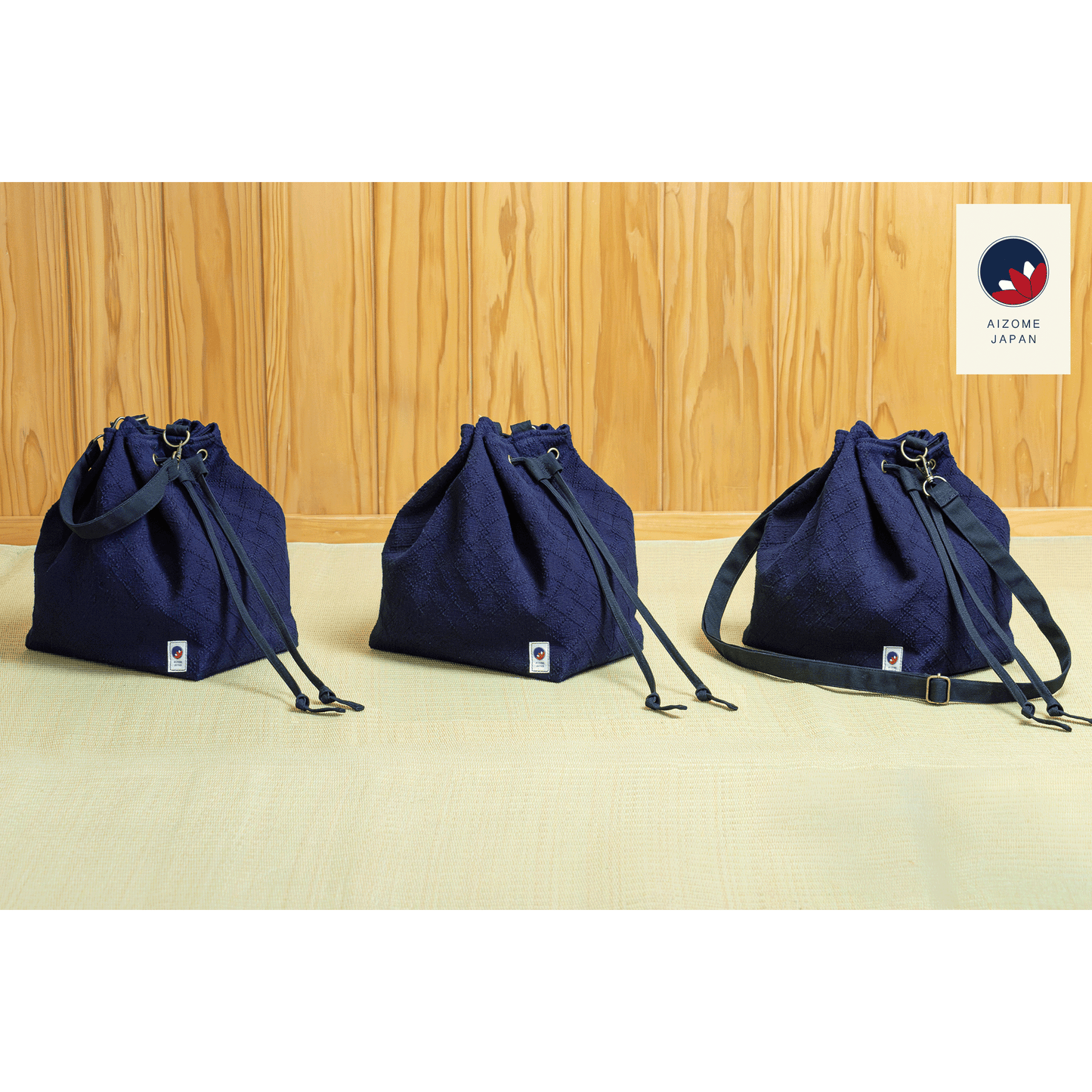 Aizome Japan - Aizome-dyed 3-Way Drawstring Bag - Made in Japan