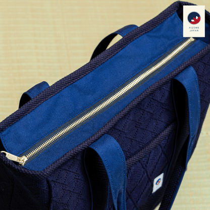 Aizome Japan - Aizome-dyed timeless square Totebag with two interior zippered pockets  - made in Japan