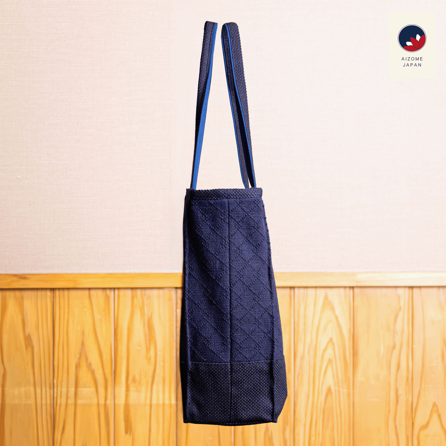 Aizome Japan - Aizome-dyed timeless square Totebag with two interior zippered pockets  - made in Japan