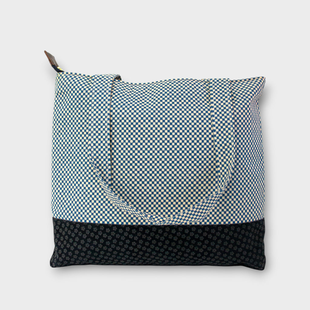Handmade Tote Bag - Check Navy