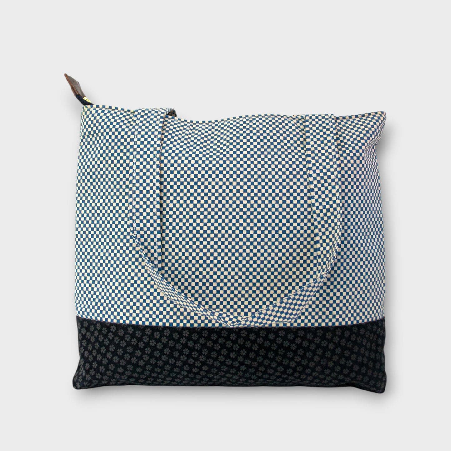 Handmade Tote Bag - Check Navy
