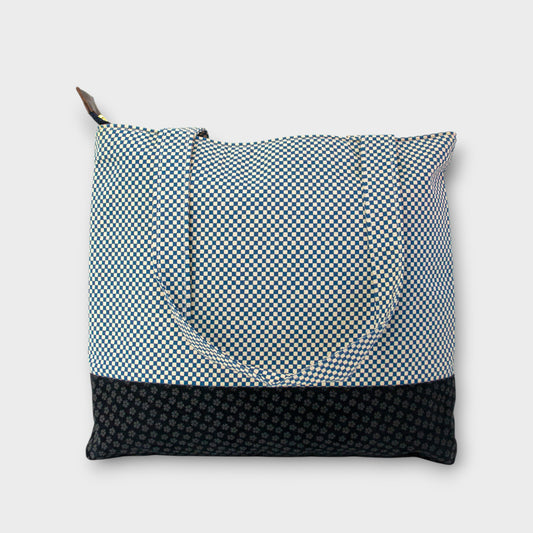 Handmade Tote Bag - Check Navy