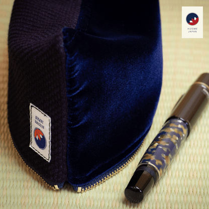 Aizome Japan - aizome-dyed pen-case, velvet finish - made in Japan