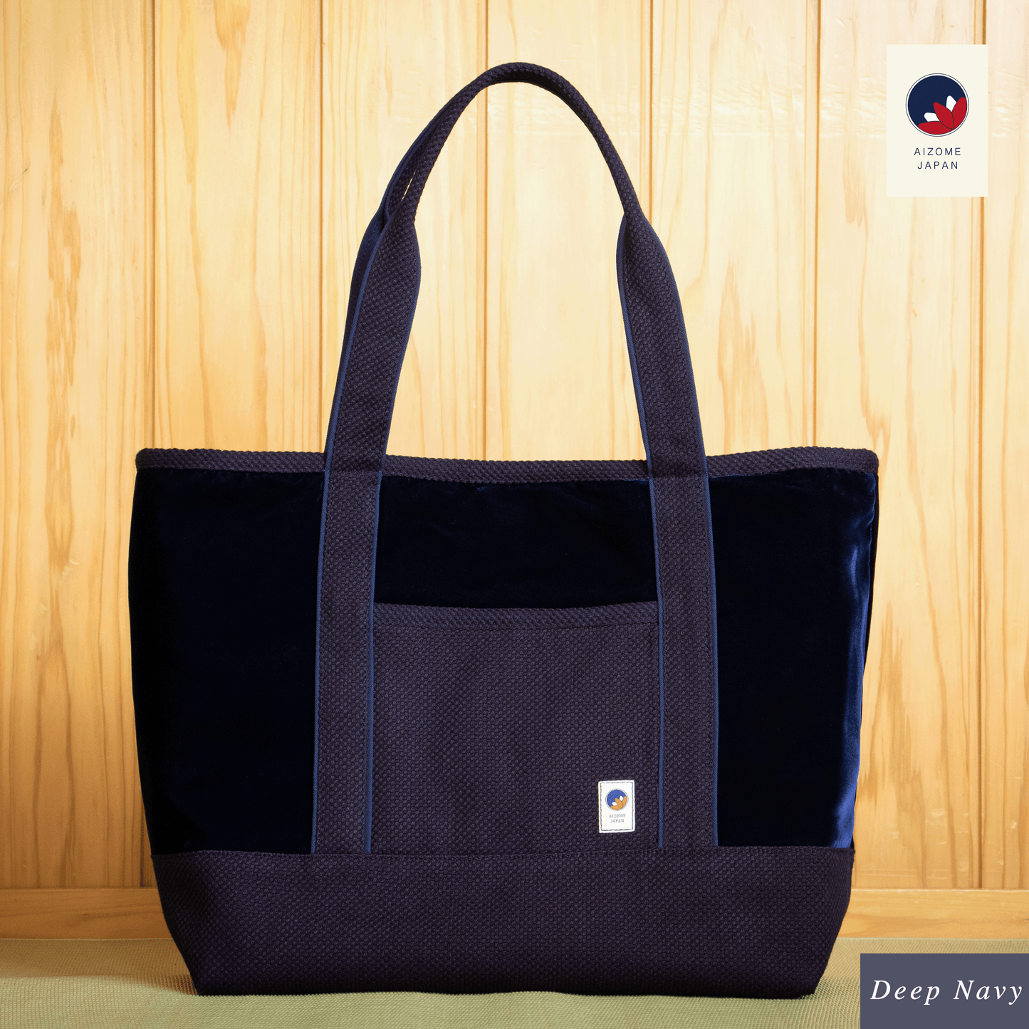 Aizome Japan Aizome-Dyed Handbag – Velvet Finish, Made in Japan