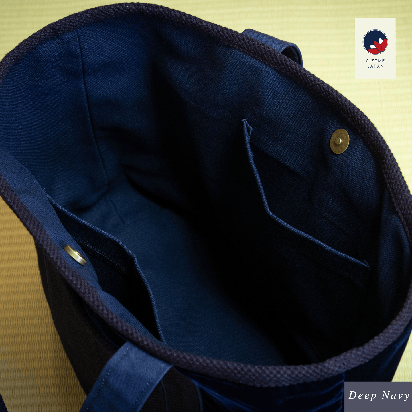 Aizome Japan Aizome-Dyed Handbag – Velvet Finish, Made in Japan