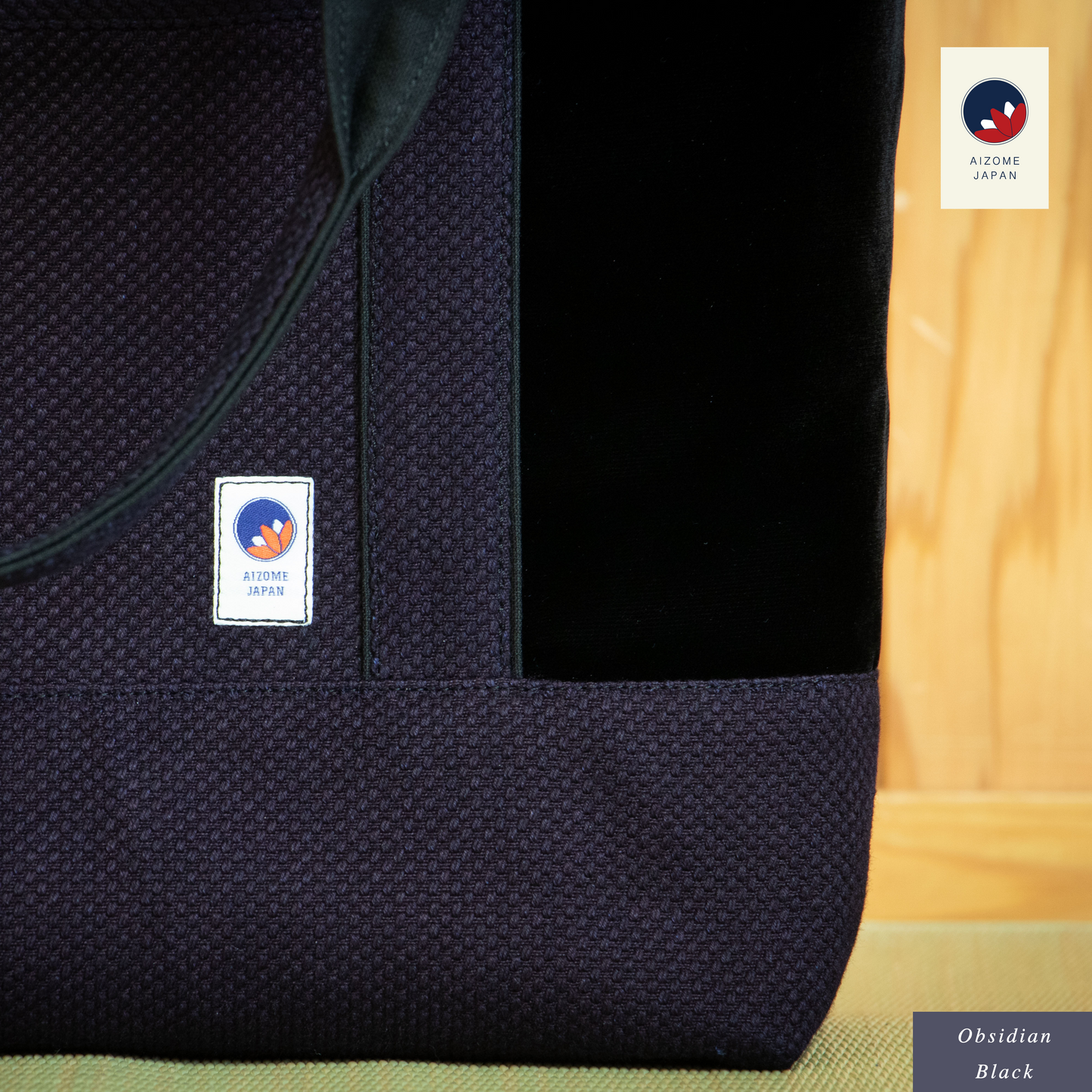 Aizome Japan Aizome-Dyed Handbag – Velvet Finish, Made in Japan