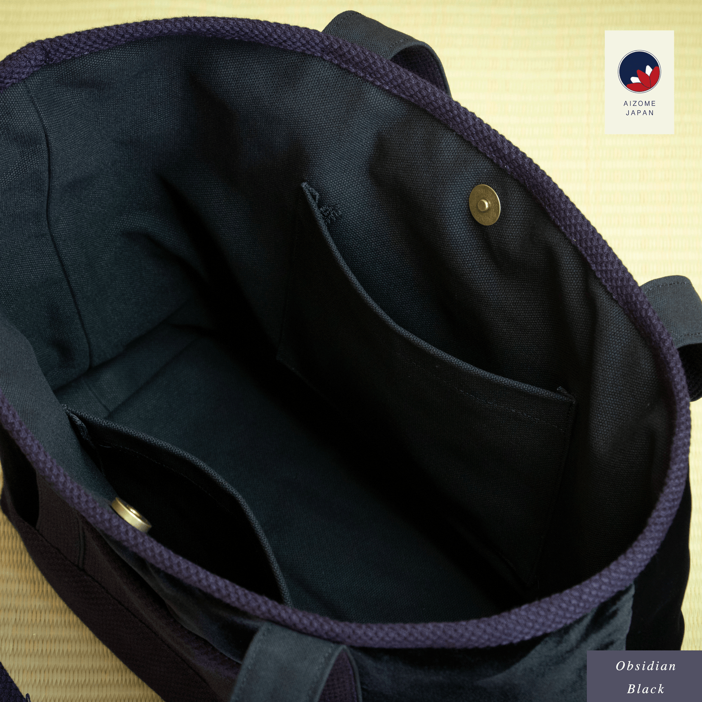 Aizome Japan Aizome-Dyed Handbag – Velvet Finish, Made in Japan