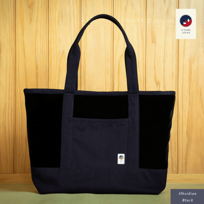 Aizome Japan Aizome-Dyed Handbag – Velvet Finish, Made in Japan