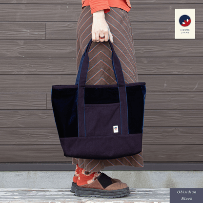 Aizome Japan Aizome-Dyed Handbag – Velvet Finish, Made in Japan