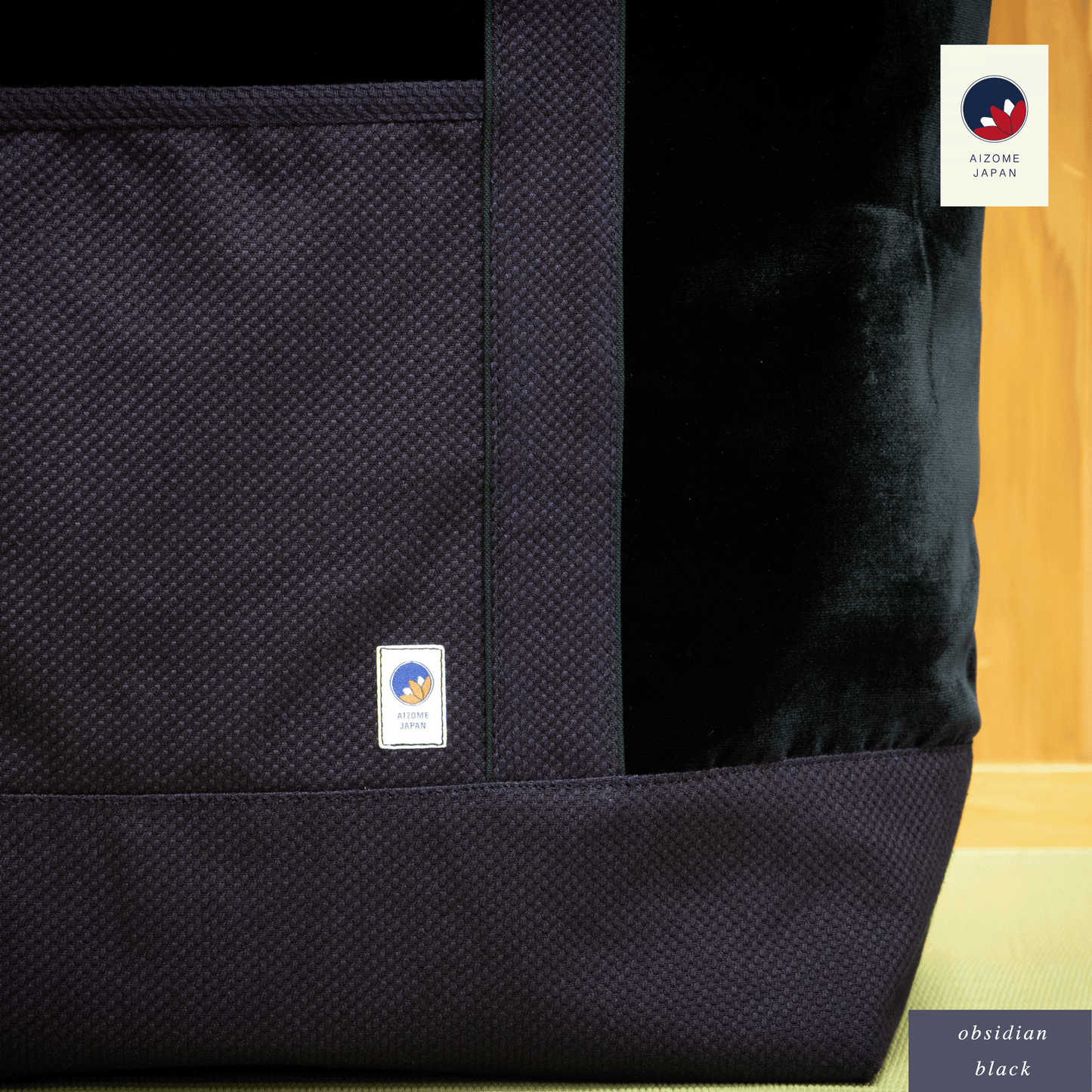 Aizome Japan Tote-Style Aizome-Dyed Bogu Bag – Velvet Finish, Made in Japan