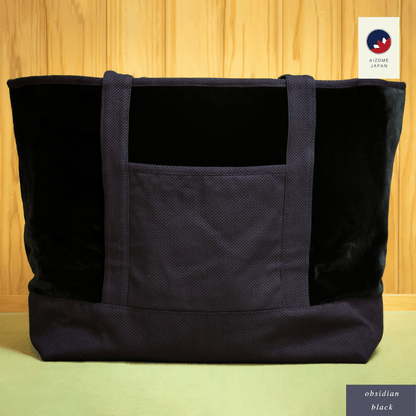 Aizome Japan Tote-Style Aizome-Dyed Bogu Bag – Velvet Finish, Made in Japan