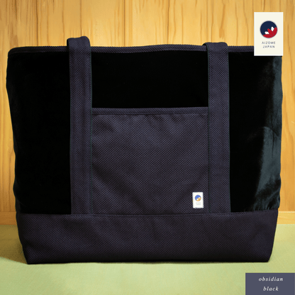 Aizome Japan Tote-Style Aizome-Dyed Bogu Bag – Velvet Finish, Made in Japan