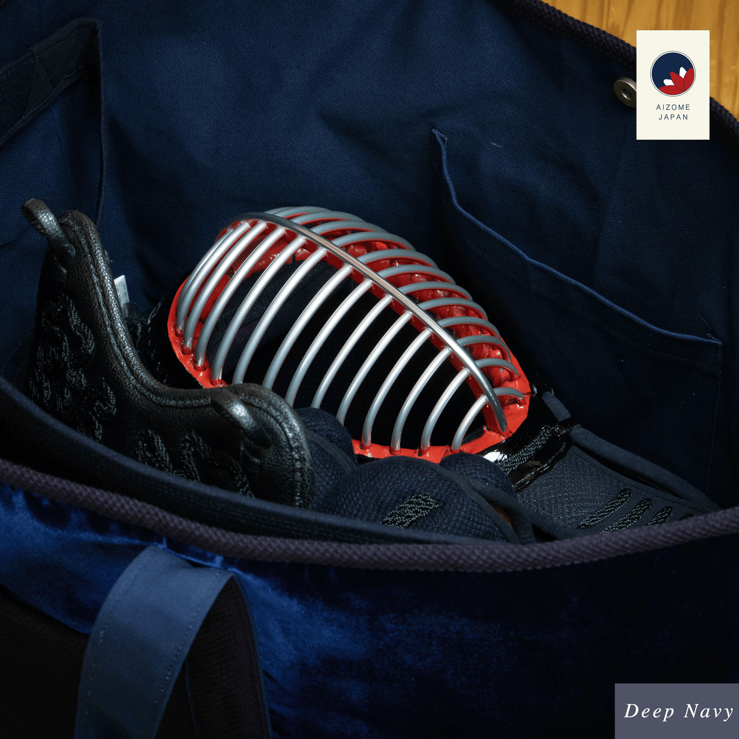 Aizome Japan Tote-Style Aizome-Dyed Bogu Bag – Velvet Finish, Made in Japan