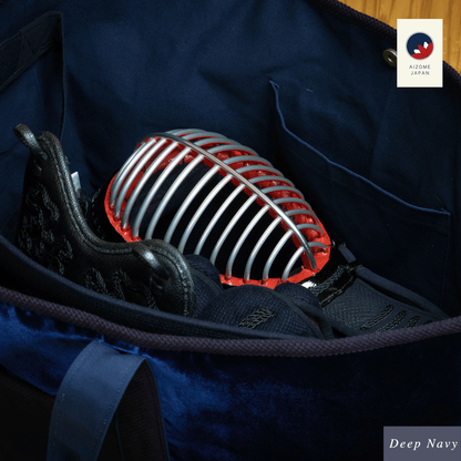Aizome Japan Tote-Style Aizome-Dyed Bogu Bag – Velvet Finish, Made in Japan
