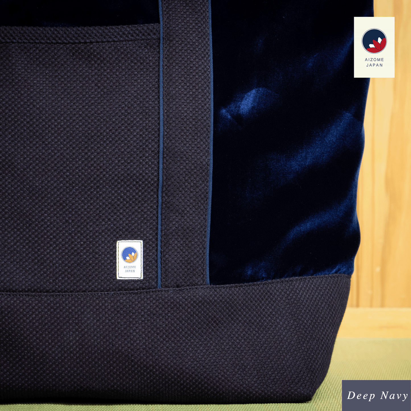 Aizome Japan Tote-Style Aizome-Dyed Bogu Bag – Velvet Finish, Made in Japan