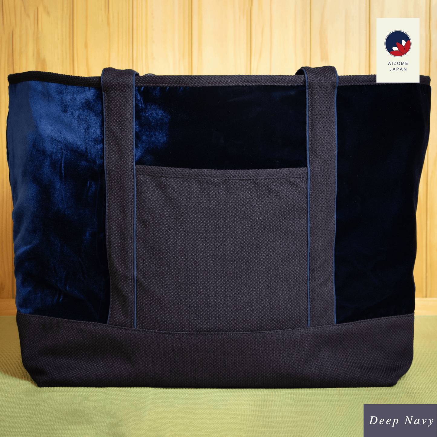 Aizome Japan Tote-Style Aizome-Dyed Bogu Bag – Velvet Finish, Made in Japan
