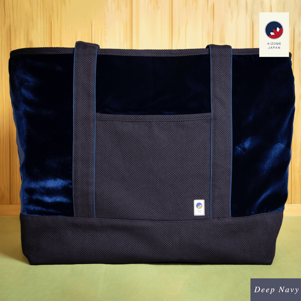 Aizome Japan Tote-Style Aizome-Dyed Bogu Bag – Velvet Finish, Made in Japan