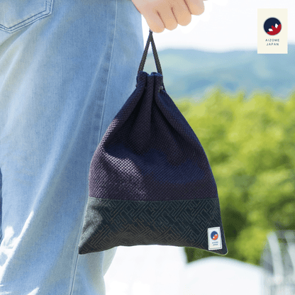 Aizome Japan - Genuine Aizome-Dyed Drawstring Pouch - Made in Japan - made in Japan