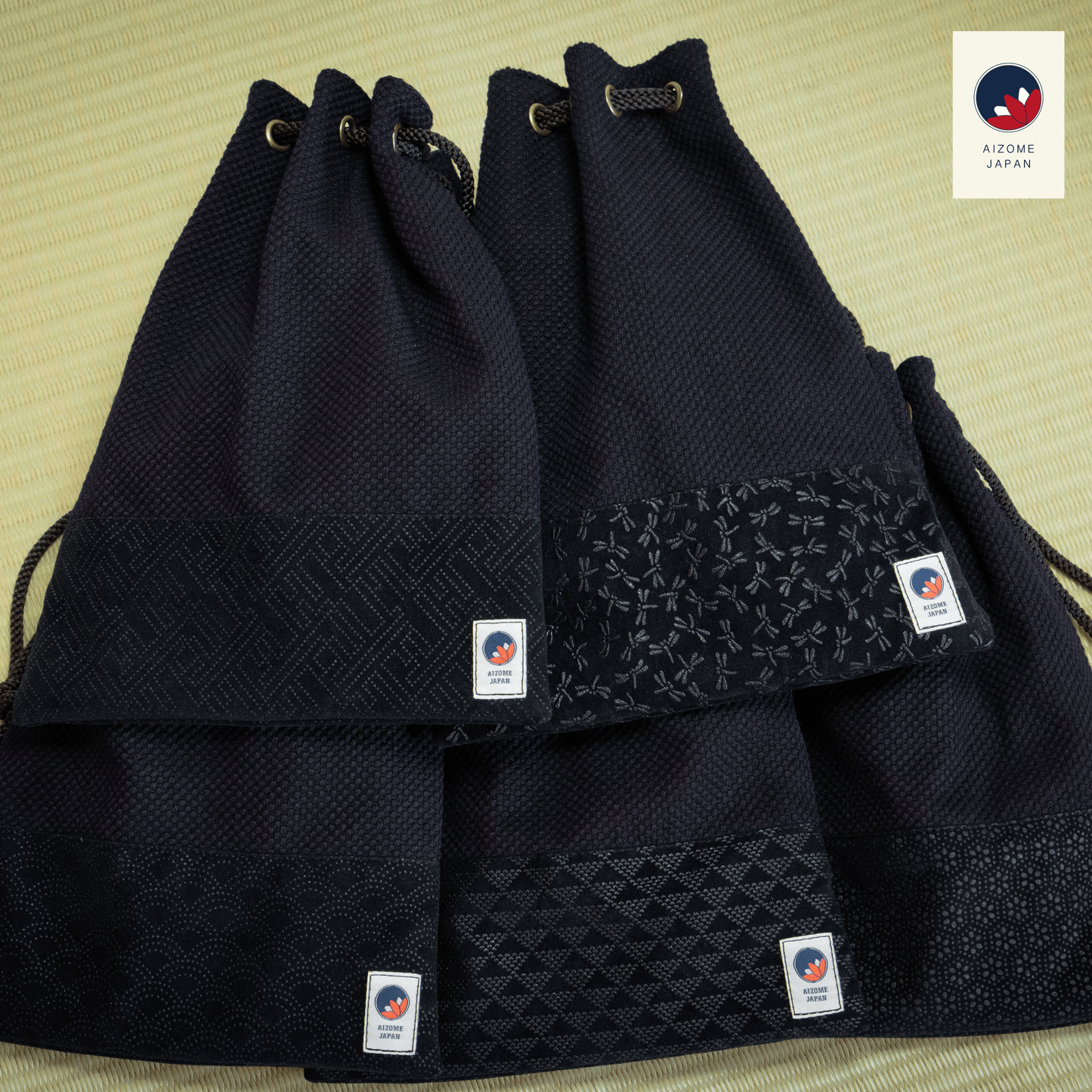 Aizome Japan - Genuine Aizome-Dyed Drawstring Pouch - Made in Japan - made in Japan
