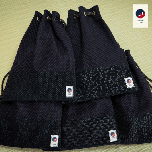 Aizome Japan - Genuine Aizome-Dyed Drawstring Pouch - Made in Japan - made in Japan
