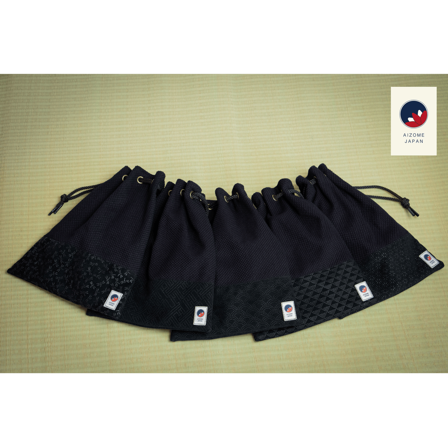 Aizome Japan - Genuine Aizome-Dyed Drawstring Pouch - Made in Japan - made in Japan