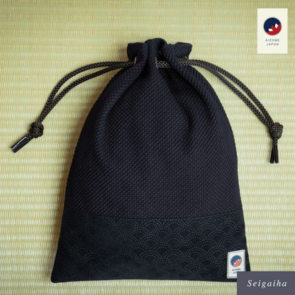 Aizome Japan - Genuine Aizome-Dyed Drawstring Pouch - Made in Japan - made in Japan
