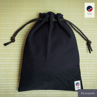 Aizome Japan - Genuine Aizome-Dyed Drawstring Pouch - Made in Japan - made in Japan