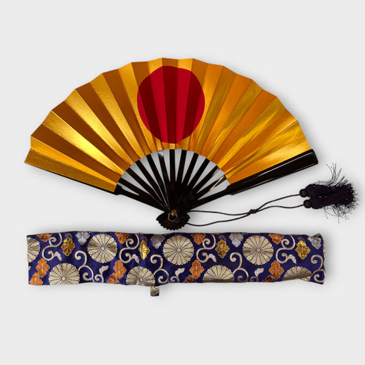 OUTLET TRADITIONAL JAPANESE FOLDING FAN - GOLD F1