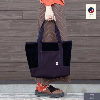 Aizome Japan -  Aizome-Dyed Handbag – Velvet Finish, Made in Japan